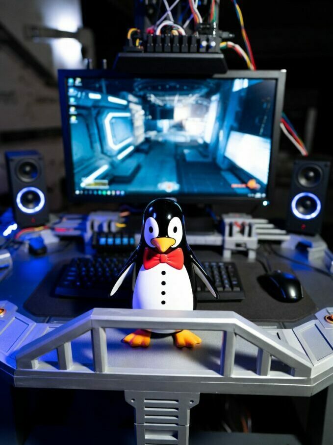 Pinguin in der Kommandozentrale