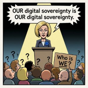 Flintenuschi am Rednerpult