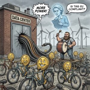 Rechenzentrum mir Fahrad-Strom betrieben