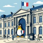 Tux steht schützend vor dem Präsidentenpalst