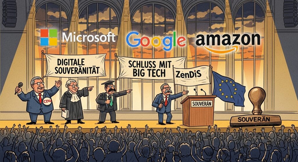 Großer Jubel auf der Bühne Karikatur