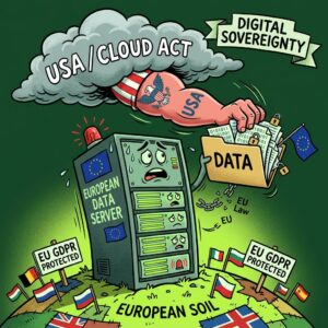 Comic - Die US-Hand reist der EU die daten aus dem Schrank